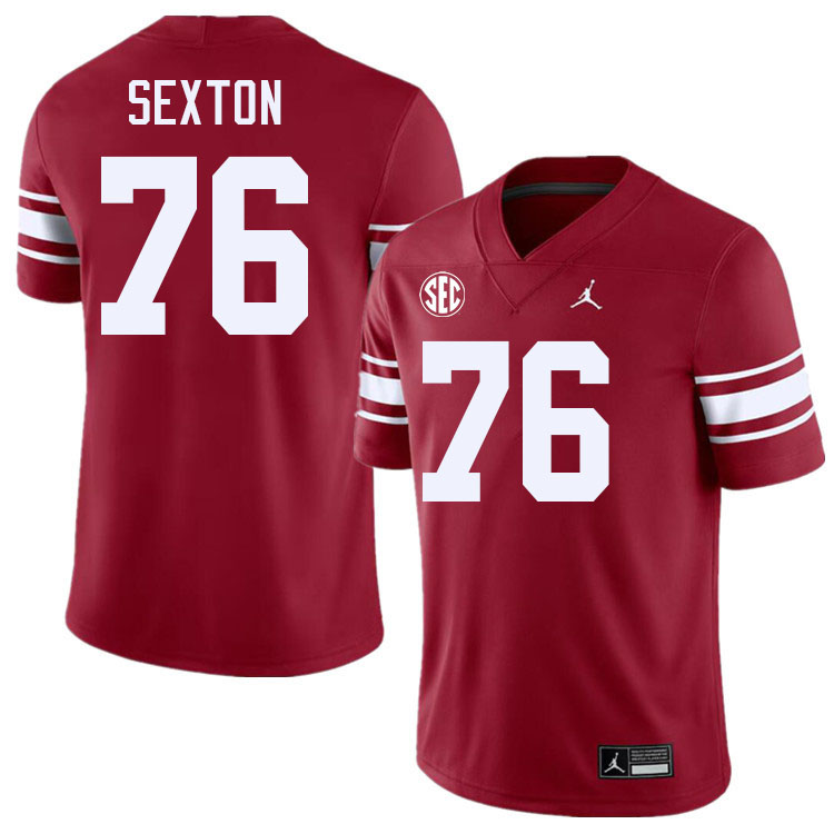 #76 Jacob Sexton Oklahoma Sooners 2024 SEC Conference College Football Jerseys-Throwback